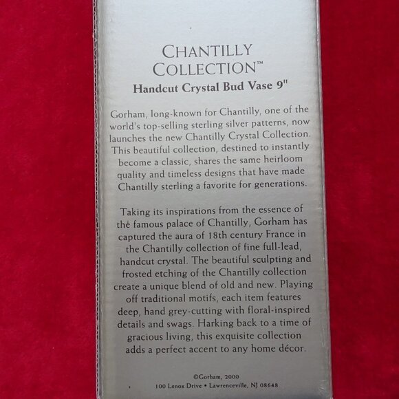 Gorham Bud Vase Chantilly Hand Cut Crystal 9 Inches NEW IN BOX - Picture 5 of 9